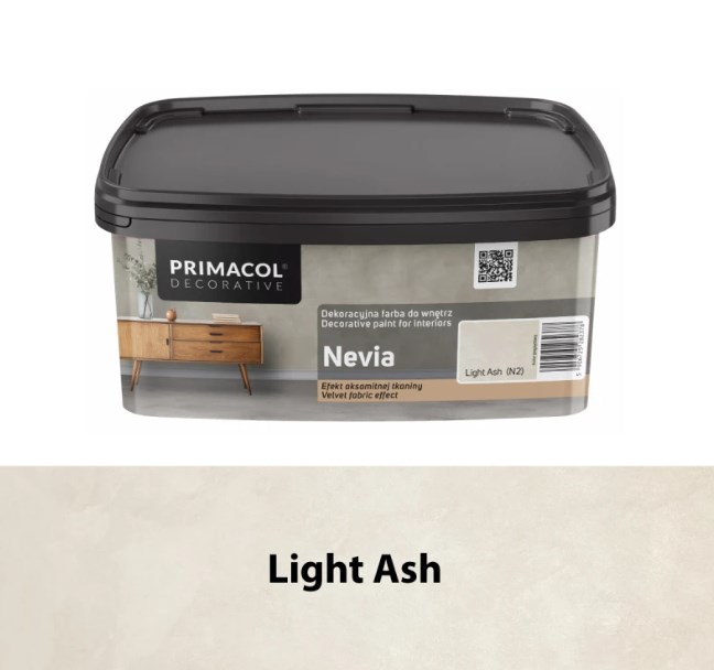 Farba dekoracyjna Nevia Light Ash N2 1 l – aksamitny efekt tkaniny na ścianie